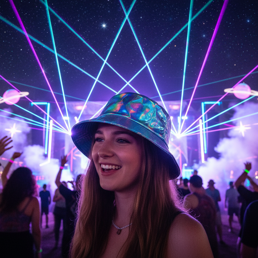 Space Queen Metallic Purple Bucket Hat