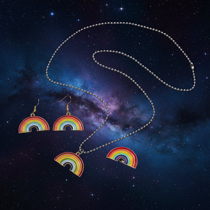 Rainbow Nebula Geometric Pride Jewelry Set