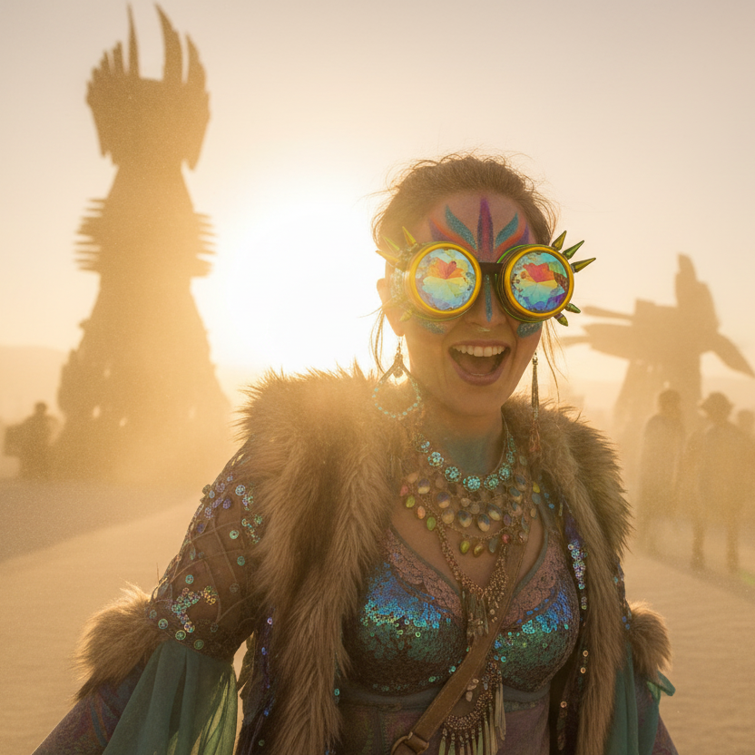 Space Queen Galactic Vision: Gold & Green Kaleidoscope Steampunk Goggles