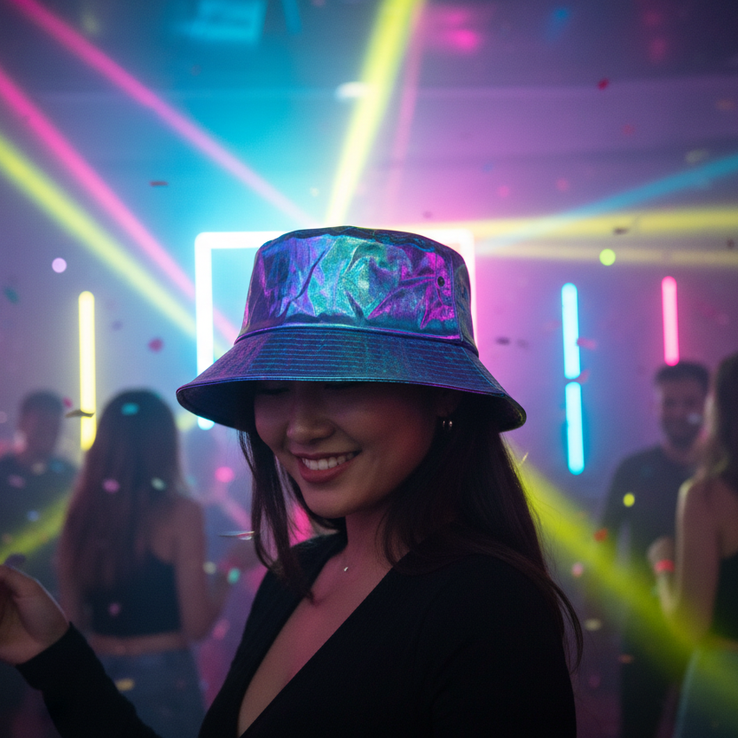 Space Queen Metallic Purple Bucket Hat