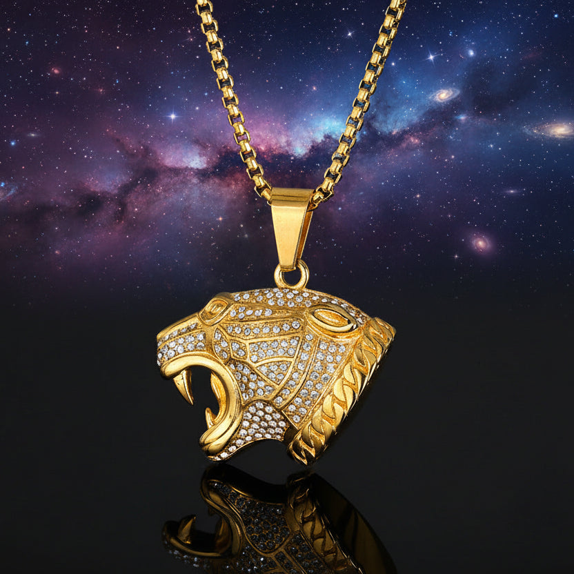 Leopard Nebula – 14K Gold Vacuum Plated Stainless Steel Pendant & Chain