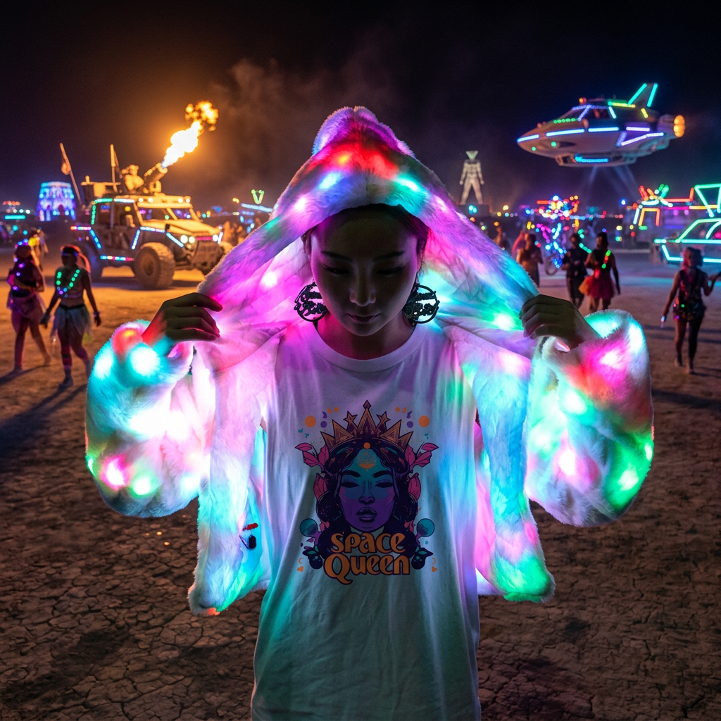 "Supernova" Glowing LED Faux Fur Jacket